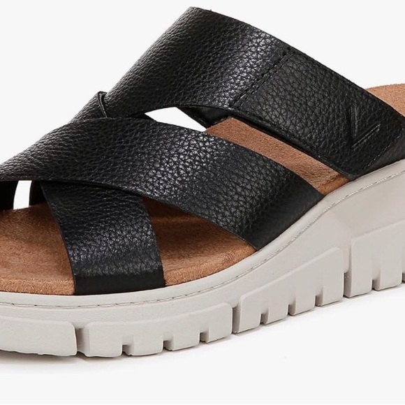 Vionic Shoes - Vionic Uptown Sunset Black Slide Sandals with White Sole